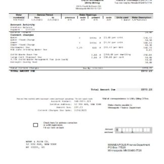 Minneapolis City of Lakes utility business bill, SCR download template file