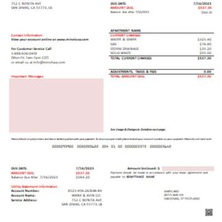 Minol USA utility business bill, SCR download template file