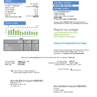 Missouri Evergy electricity utility business bill, SCR download template file
