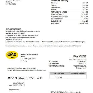 Netherlands BPW business utility bill template in Word and PDF format download template file