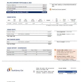 New Jersey Gas utility business bill, SCR download template file