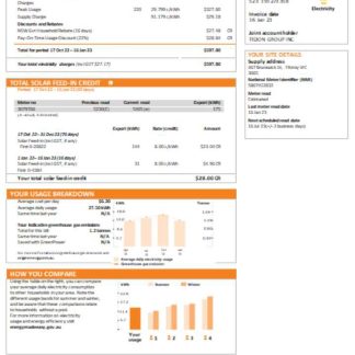 New South Wales (NSW) Origin electricity utility business bill, SCR, page 3 download template file