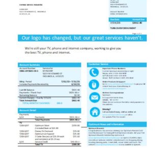New York Optimum cablevision business bill, SCR download template file