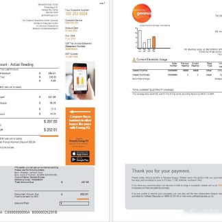 New Zealand Genesis Gas utility bill 1 2 download template file
