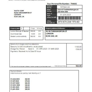 Newham London Borough Council tax business bill, SCR download template file