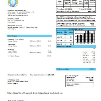 Nigerian Electricity Regulatory Commission electricity business utility bill, SCR download template file