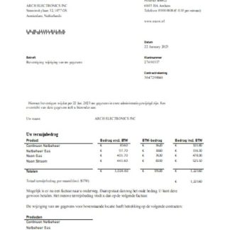 NUON gas utility business bill SCR download template file
