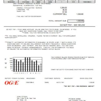 Oklahoma OGE Energy utility business bill SCR download template file