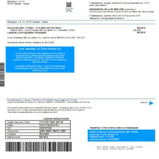 Oomi Palvelut Oy electricity utility business bill, SCR download template file