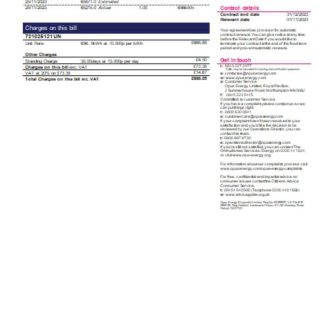 Opus Energy electricity utility business bill, page 2, SCR download template file