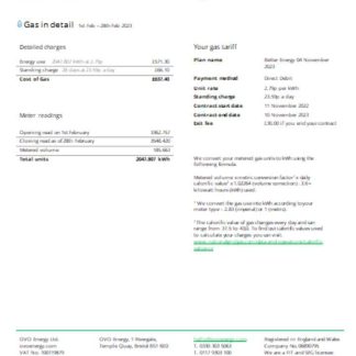 Ovo Energy utility business bill, SCR download template file