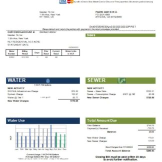 Padre Dam Municipal Water District utility business bill, SCR download template file