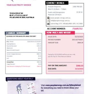 People Energy electricity utility business bill, SCR download template file