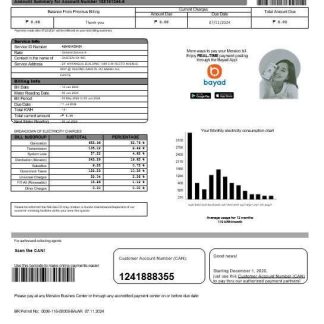 Philippines Meralco electricity business utility bill template in Word and PDF formats, version 2 download template file