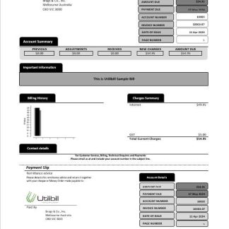 Australia Utilibill business easy to fill template in Word and PDF format download template file
