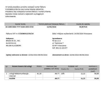 Poland Play business utility bill template in Word and PDF formats download template file