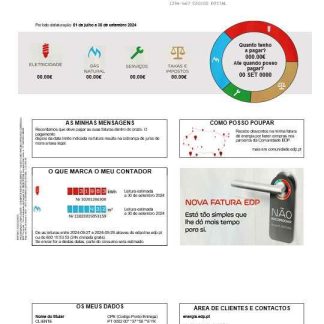 Portugal EDP business utility bill template in Word and PDF formats, good for address prove download template file