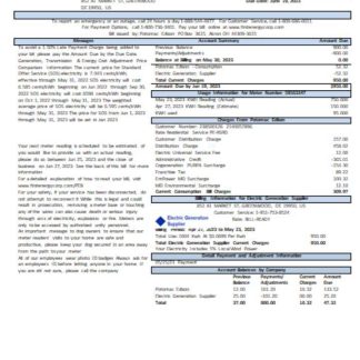Potomac Edison utility business bill, page 1, SCR download template file