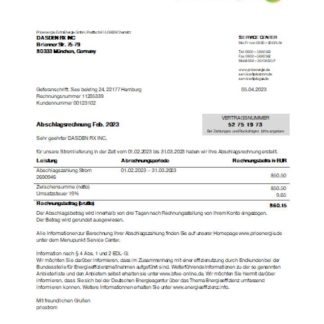 Prioenergie proof of address utility business bill, SCR download template file