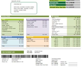 PTCL utility business bill, SCR download template file