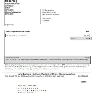Scarlet telecommunications utility business bill, SCR download template file