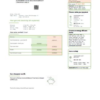 Scottish Power UK PLC utility business bill, SCR download template file