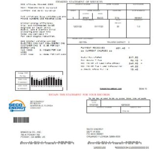 Seco Energy utility business bill, SCR download template file