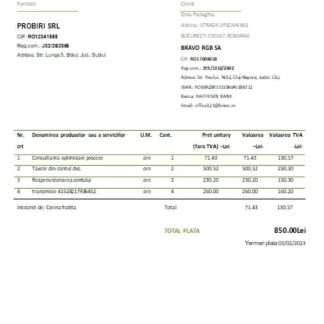 Sigla Companiei utility business bill, SCR download template file