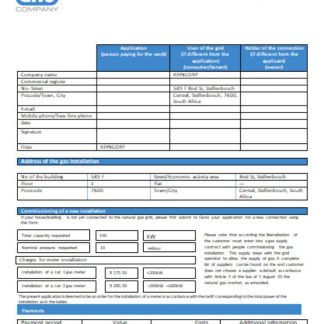 South Africa The GAS Company gas bill, SCR download template file