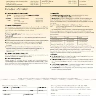 Southern California EDISON utility business bill, page 2, SCR download template file