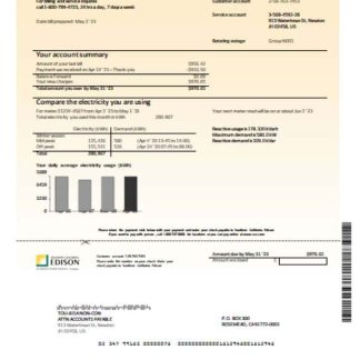 Southern California Edison utility business bill SCR download template file