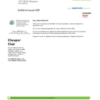Southern Electric proof of address utility business bill, SCR download template file