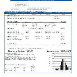 Southwest gas Corporation utility business bill, SCR download template file