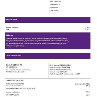 Spain Barcelona Endesa X electricity business utility bill Word and PDF formats download template file
