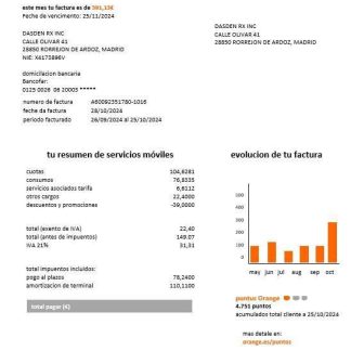 Spain Orange easy fillable business utility bill template in Word and PDF formats download template file