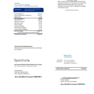 Spectrum utility business bill SCR download template file