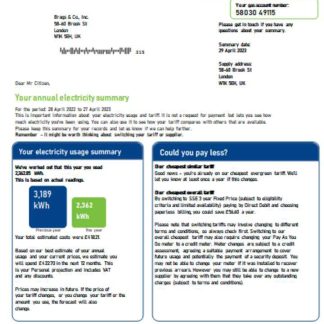 SSE Energy utility business bill, SCR download template file