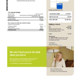 AGL Australia gas utility business bill, SCR download template file