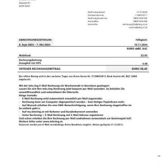 Sweden Tele Ring business utility bill template in Word and PDF formats download template file
