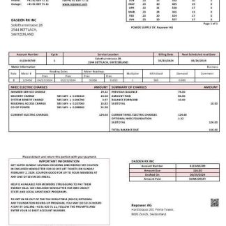 Switzerland Repower AG business utility bill template, fully editable in Word and PDF formats download template file