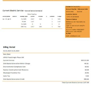 Barqi Tojik Company electricity business bill, SCR download template file