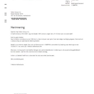 T Mobile Netherlands utility business bill, SCR download template file