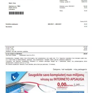 Teo LT utility business bill, SCR download template file