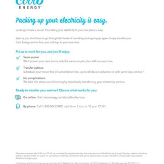 Texas Cirro Energy utility business bill, page 3, SCR download template file