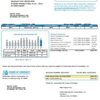 Texas Power of Community electricity utility business bill, SCR download template file