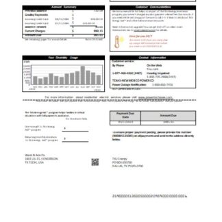 Texas TXU Energy utility business bill SCR download template file
