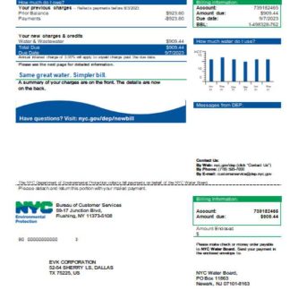 The New York City Department of Environmental Protection (DEP) utility business bill SCR download template file