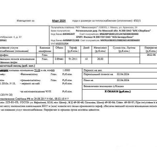 Belarus Minsk energo business utility bill template in Word and PDF format, fully editable download template file