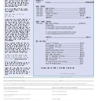 Time Warner Cabel utility business bill, page 2, SCR download template file