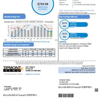 Tipmont REMC utility business bill, SCR download template file